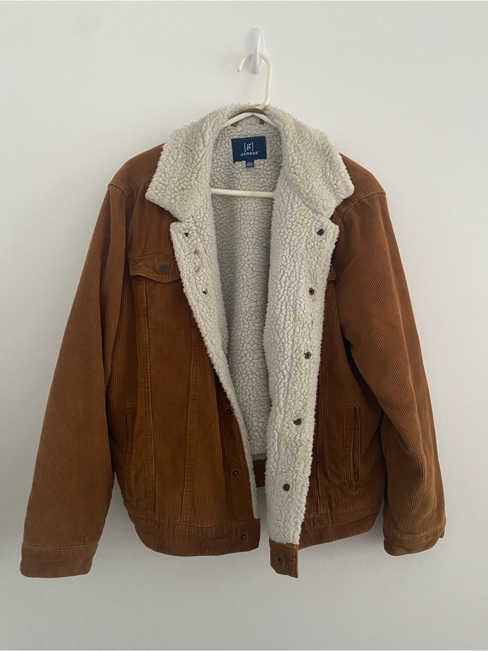 George Brown Corduroy Bomber Jacket with Cream Sherpa Lining